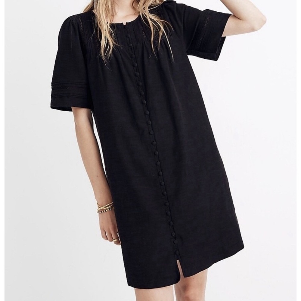 Madewell Black Button-Front Midi Dress